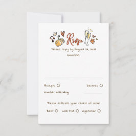Tarjeta RSVP de boda de otoño con risitas de mano