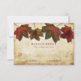 Tarjeta RSVP de boda de otoño de hojas