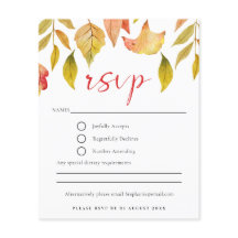 Tarjeta RSVP de boda de otoño de presupuesto