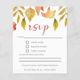 Tarjeta RSVP de boda de otoño de presupuesto