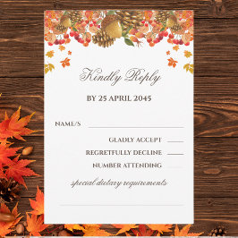 Tarjeta RSVP de boda de otoño rústica