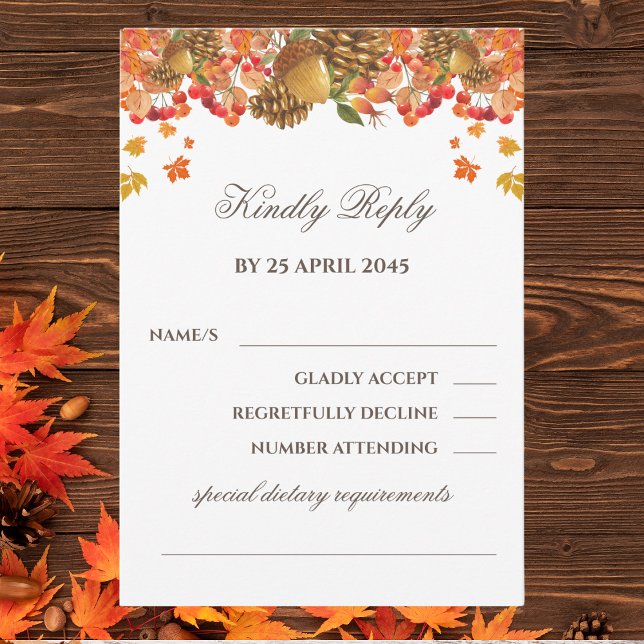 Tarjeta RSVP de boda de otoño rústica (Subido por el creador)