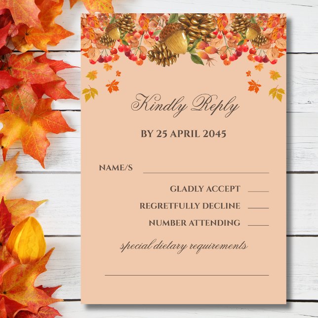Tarjeta RSVP de boda de otoño rústica (Subido por el creador)