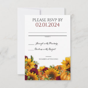 Tarjeta RSVP de boda de otoño rústica
