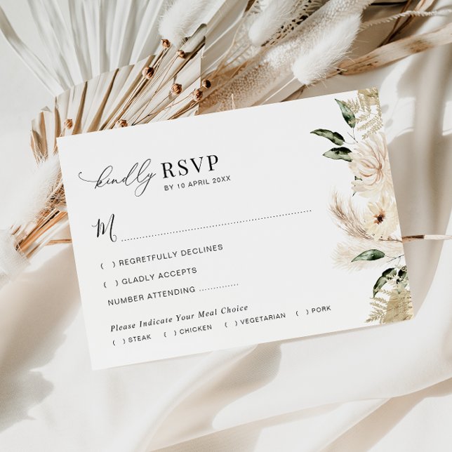 tarjeta RSVP de boda de pampas verde sabio (Subido por el creador)
