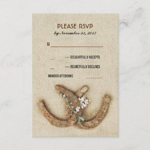 tarjeta RSVP de boda de pareja de herradura rústic