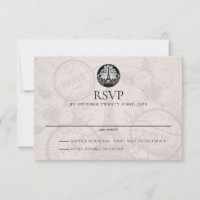 Tarjeta RSVP de boda de Paris Passport