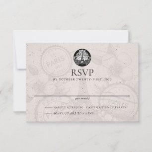 Tarjeta RSVP de boda de Paris Passport