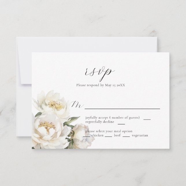 Tarjeta RSVP de Boda de Peones Blancos (Anverso)