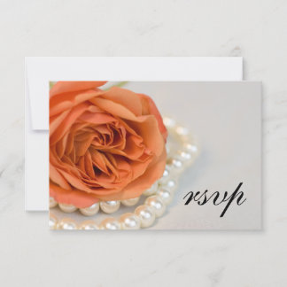 Tarjeta RSVP de Boda de Perlas Blancas y Rosa nara