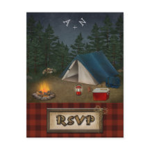 Tarjeta RSVP de Boda de Pesca con Glamping