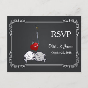 Tarjeta RSVP de Boda de Pescado Besante