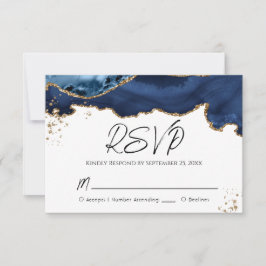 Tarjeta RSVP de Boda de Piedra Agate Purpurina de