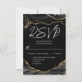 Tarjeta RSVP de Boda de Piedra Agate Purpurina de
