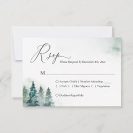 Tarjeta RSVP de Boda de Pinos Forestales de Invier
