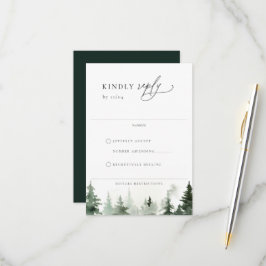 Tarjeta RSVP de Boda de Pinos Forestales Silvestre