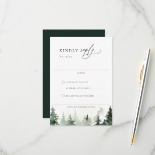 Tarjeta RSVP de Boda de Pinos Forestales Silvestre
