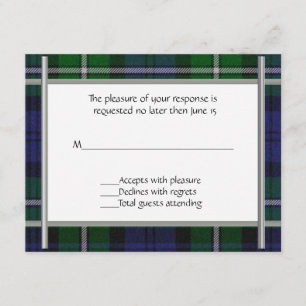 Tarjeta RSVP de Boda de Plaid