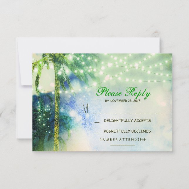 tarjeta RSVP de boda de playa (Anverso)