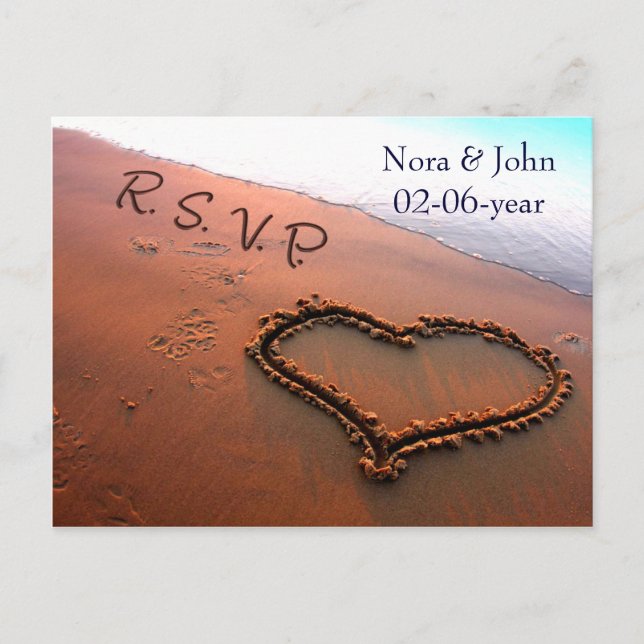 tarjeta Rsvp de boda de playa (Anverso)