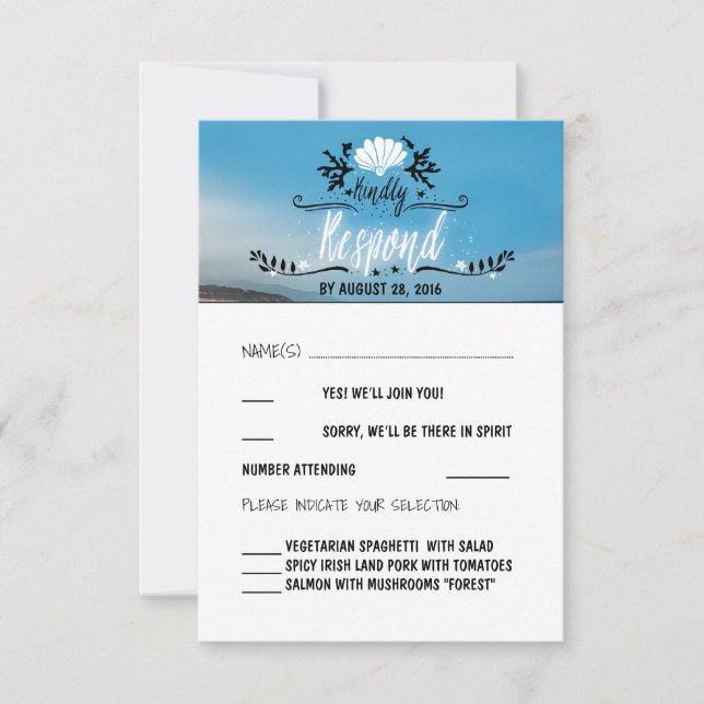 Tarjeta RSVP de boda de playa (Anverso)