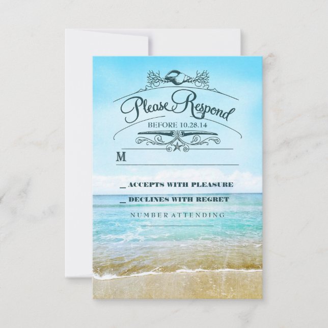 Tarjeta RSVP de boda de playa (Anverso)