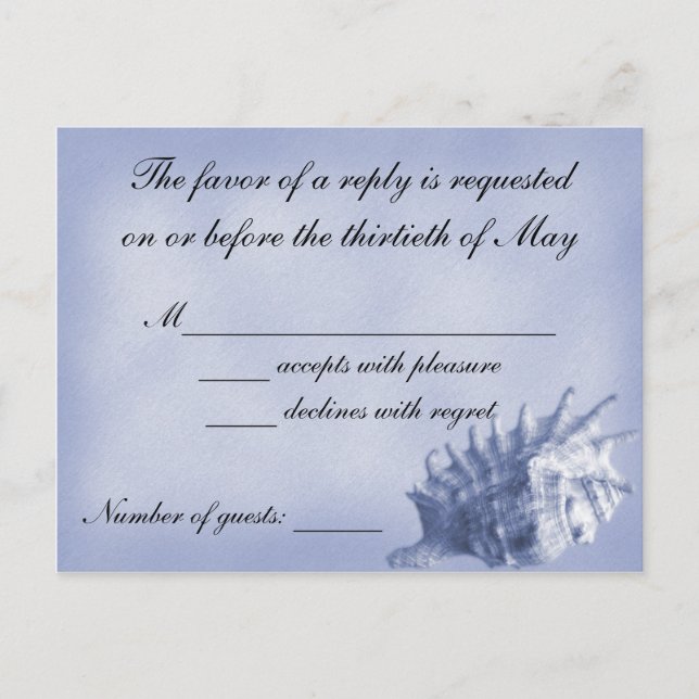 Tarjeta RSVP de Boda de Playa (azul oscuro) (Anverso)