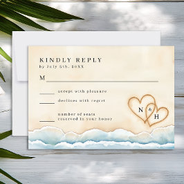 Tarjeta RSVP de boda de playa con océano acuático