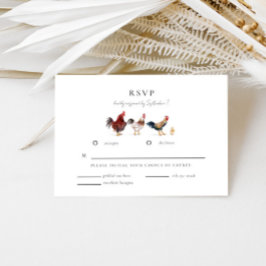 Tarjeta RSVP de Boda de Pollo Animal de Granja