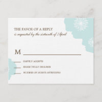 Tarjeta RSVP de Boda de Poppies Modernos - Azul Aq