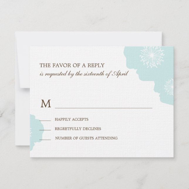 Tarjeta RSVP de Boda de Poppies Modernos - Azul Aq (Anverso)