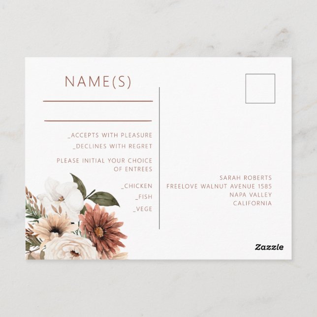Tarjeta Rsvp de Boda de postales (Reverso)