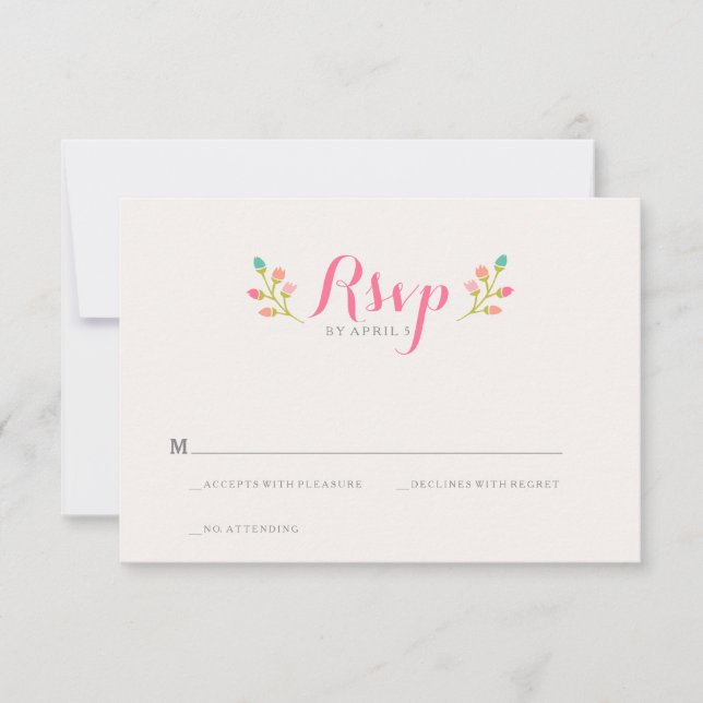 Tarjeta RSVP de boda de primavera de florals (Anverso)