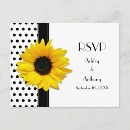 Tarjeta RSVP de boda de puntos de polka blanca y n