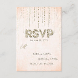 Tarjeta RSVP de Boda de Purpurina de color y oro