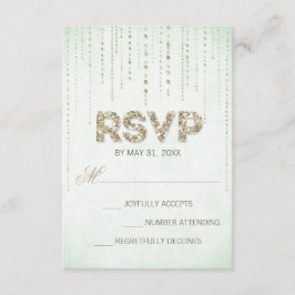 Tarjeta RSVP de Boda de Purpurina de Moneda y Oro
