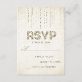 Tarjeta RSVP de Boda de Purpurina de oro