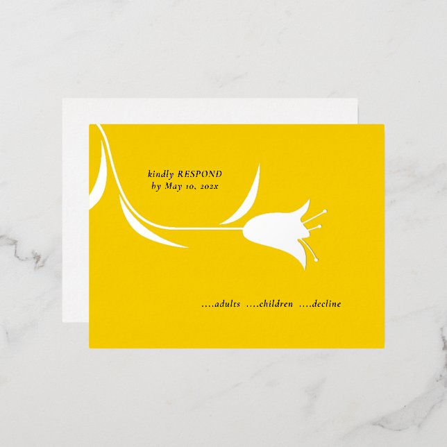 TARJETA RSVP DE BODA DE RELIEVE METALIZADO MOD (Anverso/Reverso)