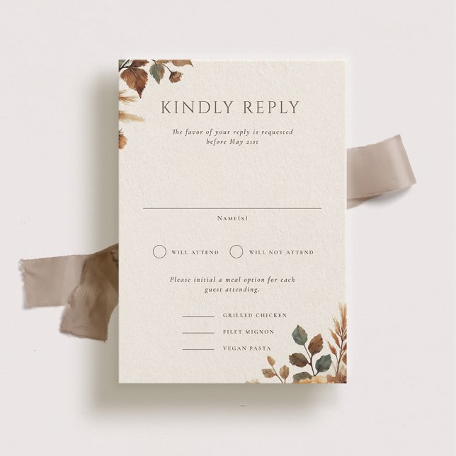 Tarjeta RSVP de boda de retrato de leña (Subido por el creador)