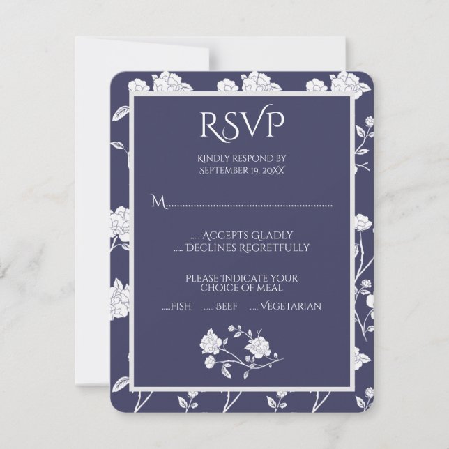 Tarjeta RSVP de boda de Rosa de Marina (Anverso)