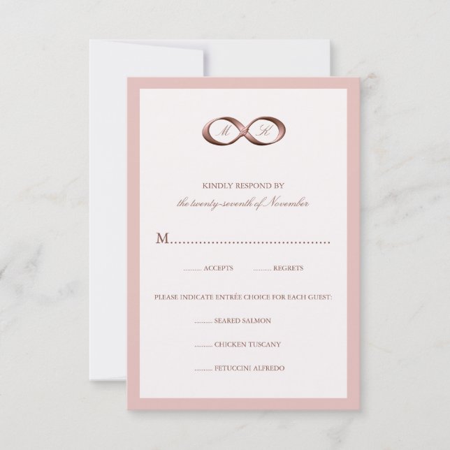 Tarjeta RSVP de Boda de Rosa de Oro Infinity Hand  (Anverso)