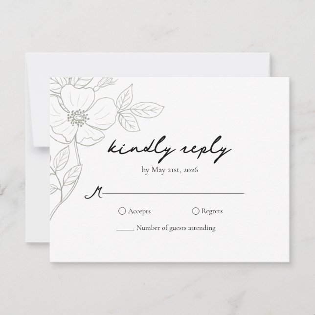 Tarjeta RSVP de boda de Rosa salvaje (Anverso)