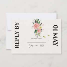 Tarjeta RSVP de boda de Rosa y follaje
