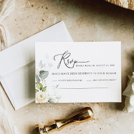 Tarjeta RSVP de Boda de Rosas Blancas de Verdor