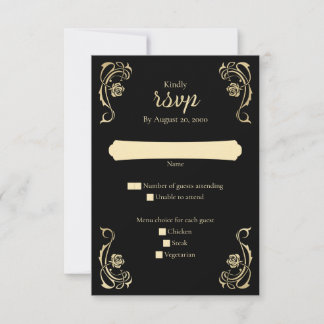 Tarjeta RSVP de Boda de Rosas Reales Medievales