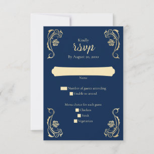 Tarjeta RSVP de Boda de Rosas Reales Medievales