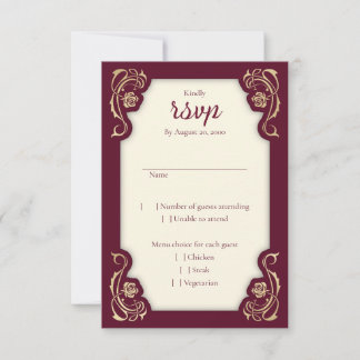 Tarjeta RSVP de Boda de Rosas Reales Medievales