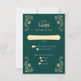 Tarjeta RSVP de Boda de Rosas Reales Medievales