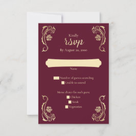 Tarjeta RSVP de Boda de Rosas Reales Medievales