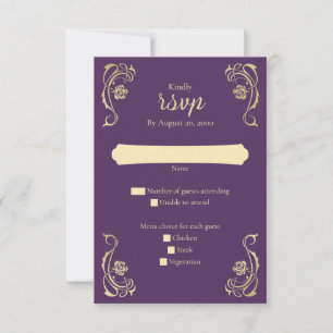 Tarjeta RSVP de Boda de Rosas Reales Medievales